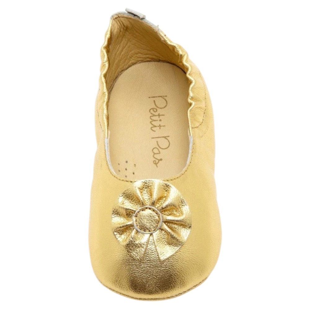 Gold Flower Elastic Flats size 5 (12-18 months)